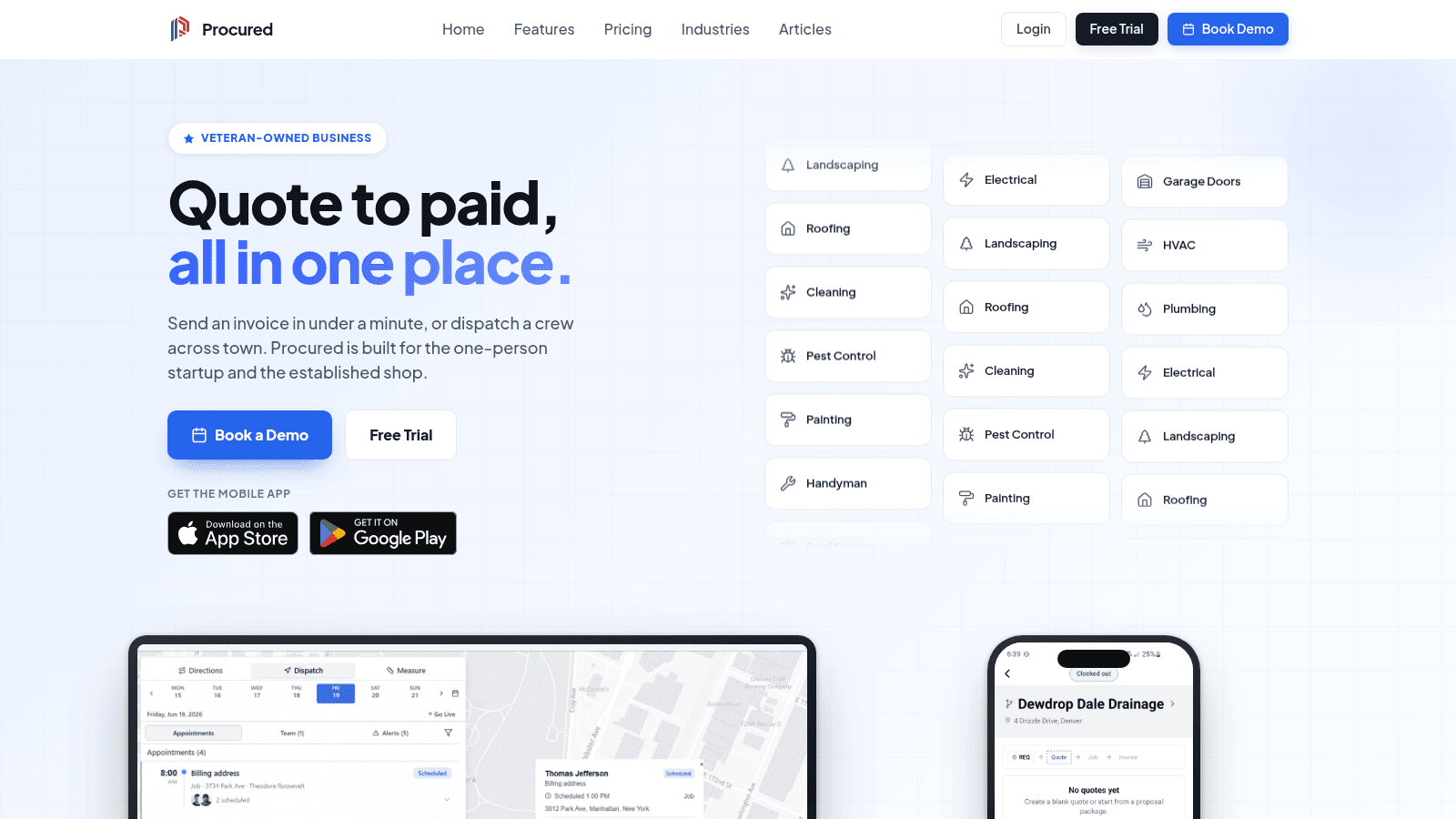 Procured homepage